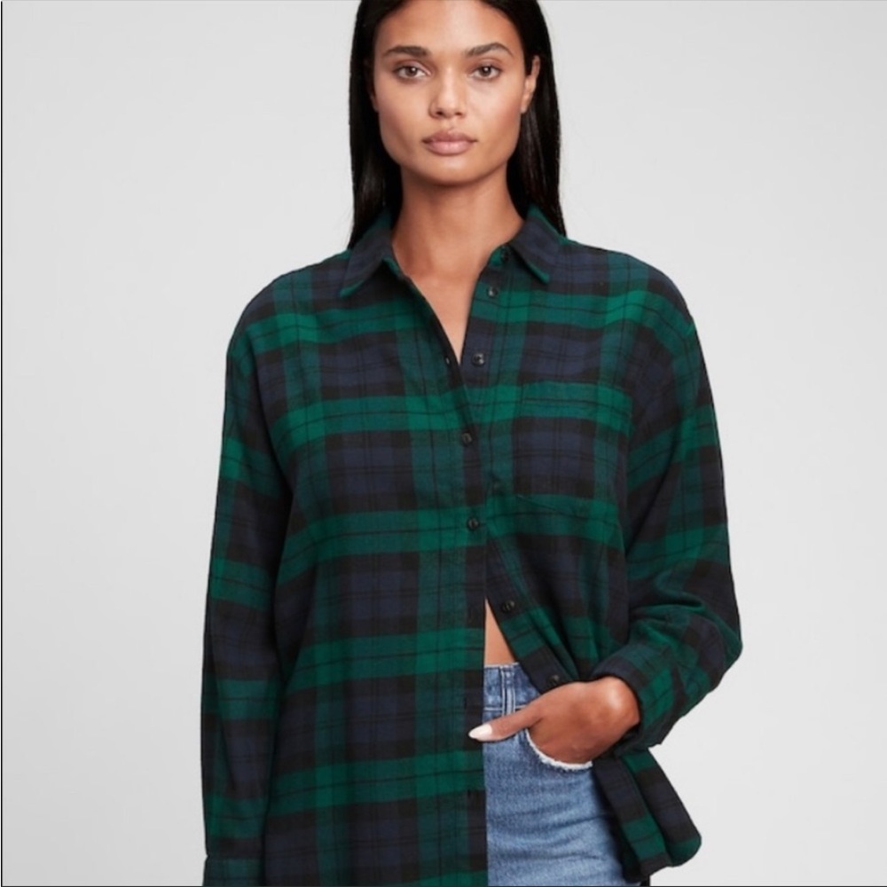 NWT GAP Blue and green flannel